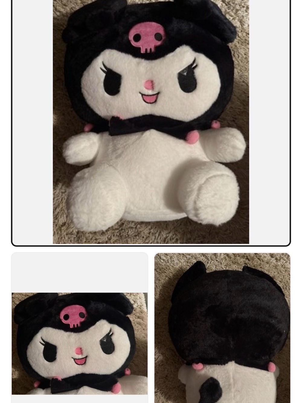 KAROMI Kawaii Juju Kur Cat Plush 28" - White Black Pink Stuffed Animal *NEW